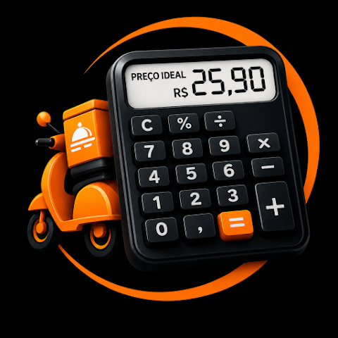 Ícone do Calcula Delivery com scooter e calculadora